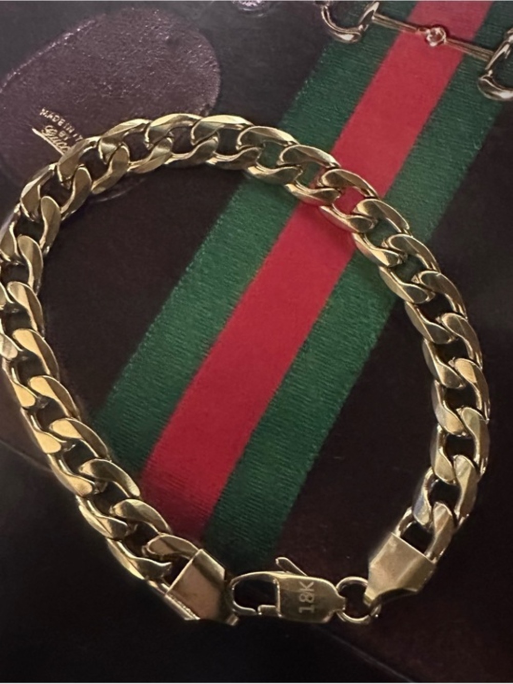 New 18k Gold stainless Bracelet figaro men Women's women 8” - 7mm